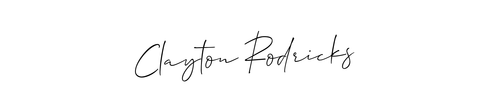 Use a signature maker to create a handwritten signature online. With this signature software, you can design (Allison_Script) your own signature for name Clayton Rodricks. Clayton Rodricks signature style 2 images and pictures png