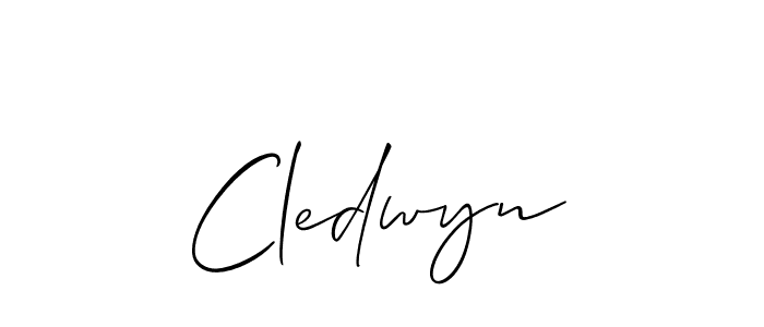 Create a beautiful signature design for name Cledwyn. With this signature (Allison_Script) fonts, you can make a handwritten signature for free. Cledwyn signature style 2 images and pictures png
