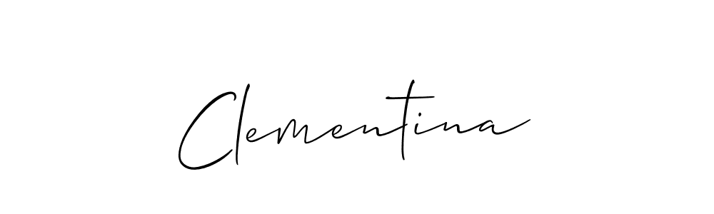 Use a signature maker to create a handwritten signature online. With this signature software, you can design (Allison_Script) your own signature for name Clementina. Clementina signature style 2 images and pictures png