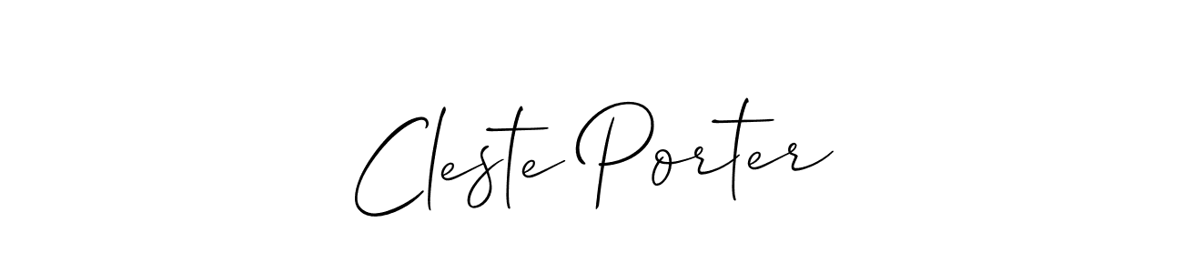 Create a beautiful signature design for name Cleste Porter. With this signature (Allison_Script) fonts, you can make a handwritten signature for free. Cleste Porter signature style 2 images and pictures png