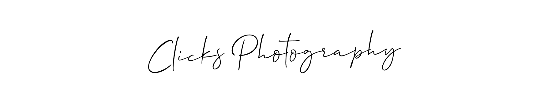 Use a signature maker to create a handwritten signature online. With this signature software, you can design (Allison_Script) your own signature for name Clicks Photography. Clicks Photography signature style 2 images and pictures png