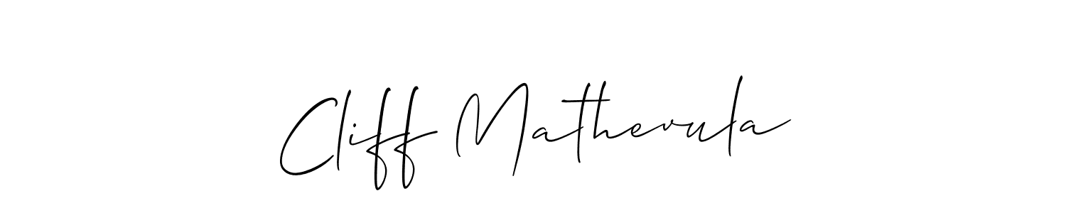 Create a beautiful signature design for name Cliff Mathevula. With this signature (Allison_Script) fonts, you can make a handwritten signature for free. Cliff Mathevula signature style 2 images and pictures png