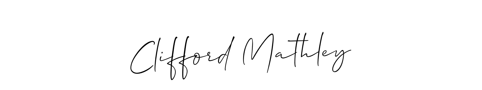 Allison_Script is a professional signature style that is perfect for those who want to add a touch of class to their signature. It is also a great choice for those who want to make their signature more unique. Get Clifford Mathley name to fancy signature for free. Clifford Mathley signature style 2 images and pictures png