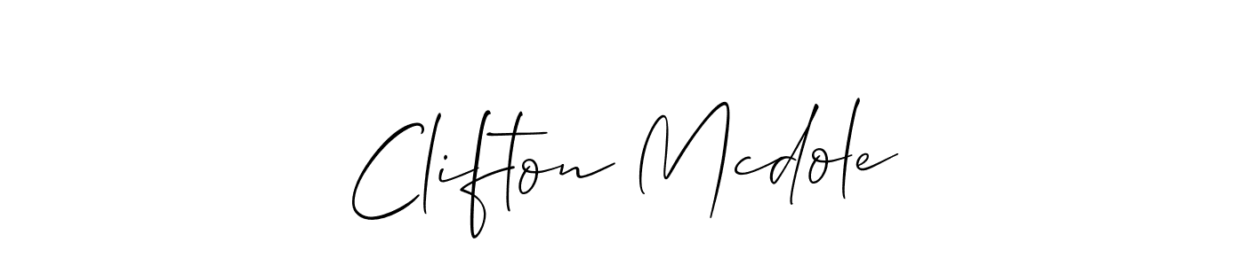 The best way (Allison_Script) to make a short signature is to pick only two or three words in your name. The name Clifton Mcdole include a total of six letters. For converting this name. Clifton Mcdole signature style 2 images and pictures png