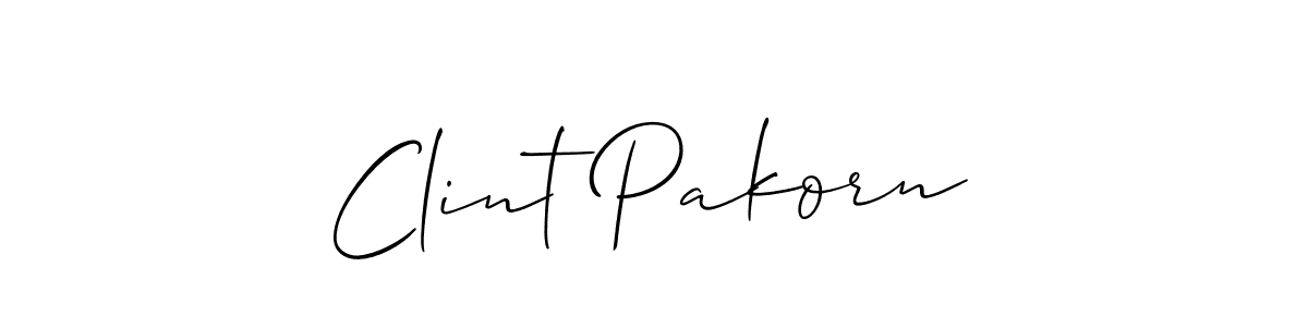 The best way (Allison_Script) to make a short signature is to pick only two or three words in your name. The name Clint Pakorn include a total of six letters. For converting this name. Clint Pakorn signature style 2 images and pictures png