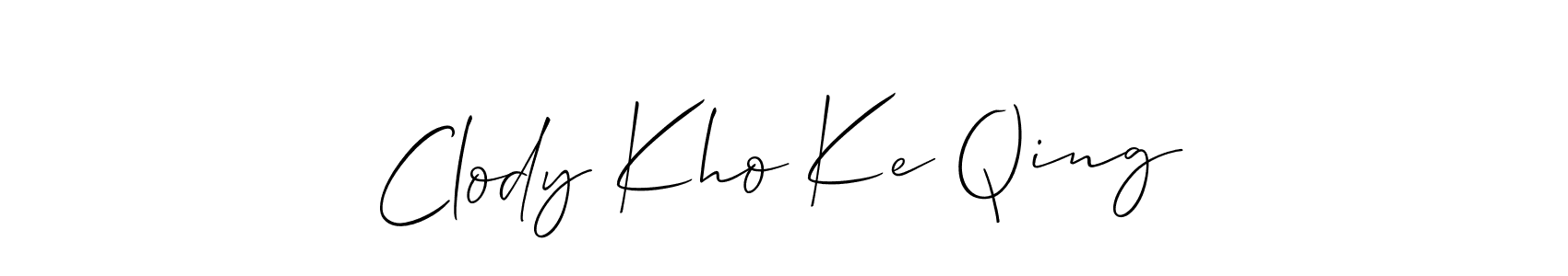 How to Draw Clody Kho Ke Qing signature style? Allison_Script is a latest design signature styles for name Clody Kho Ke Qing. Clody Kho Ke Qing signature style 2 images and pictures png