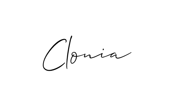 The best way (Allison_Script) to make a short signature is to pick only two or three words in your name. The name Clonia include a total of six letters. For converting this name. Clonia signature style 2 images and pictures png