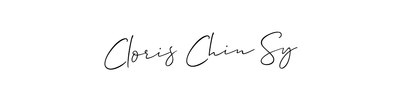 The best way (Allison_Script) to make a short signature is to pick only two or three words in your name. The name Cloris Chin Sy include a total of six letters. For converting this name. Cloris Chin Sy signature style 2 images and pictures png