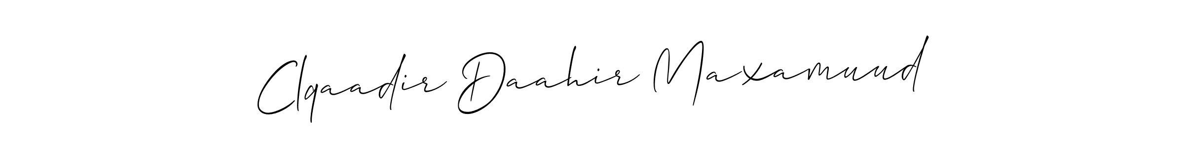 Clqaadir Daahir Maxamuud stylish signature style. Best Handwritten Sign (Allison_Script) for my name. Handwritten Signature Collection Ideas for my name Clqaadir Daahir Maxamuud. Clqaadir Daahir Maxamuud signature style 2 images and pictures png
