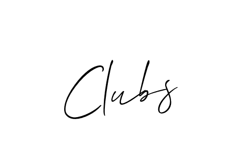 Create a beautiful signature design for name Clubs. With this signature (Allison_Script) fonts, you can make a handwritten signature for free. Clubs signature style 2 images and pictures png