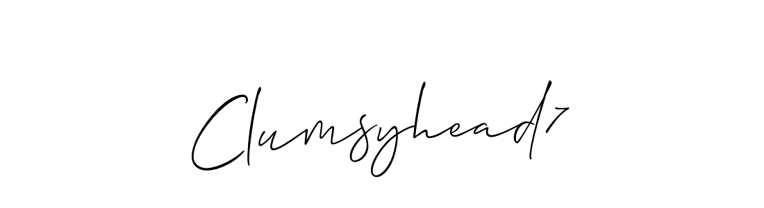 You should practise on your own different ways (Allison_Script) to write your name (Clumsyhead7) in signature. don't let someone else do it for you. Clumsyhead7 signature style 2 images and pictures png