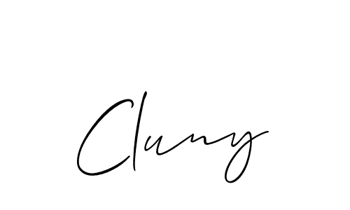 Create a beautiful signature design for name Cluny. With this signature (Allison_Script) fonts, you can make a handwritten signature for free. Cluny signature style 2 images and pictures png