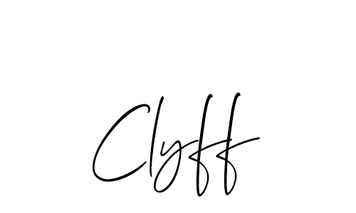 The best way (Allison_Script) to make a short signature is to pick only two or three words in your name. The name Clyff include a total of six letters. For converting this name. Clyff signature style 2 images and pictures png