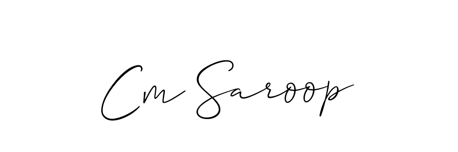 The best way (Allison_Script) to make a short signature is to pick only two or three words in your name. The name Cm Saroop include a total of six letters. For converting this name. Cm Saroop signature style 2 images and pictures png