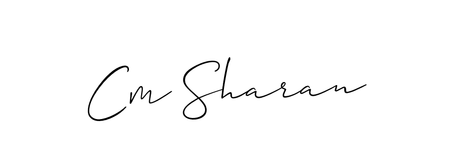 It looks lik you need a new signature style for name Cm Sharan. Design unique handwritten (Allison_Script) signature with our free signature maker in just a few clicks. Cm Sharan signature style 2 images and pictures png