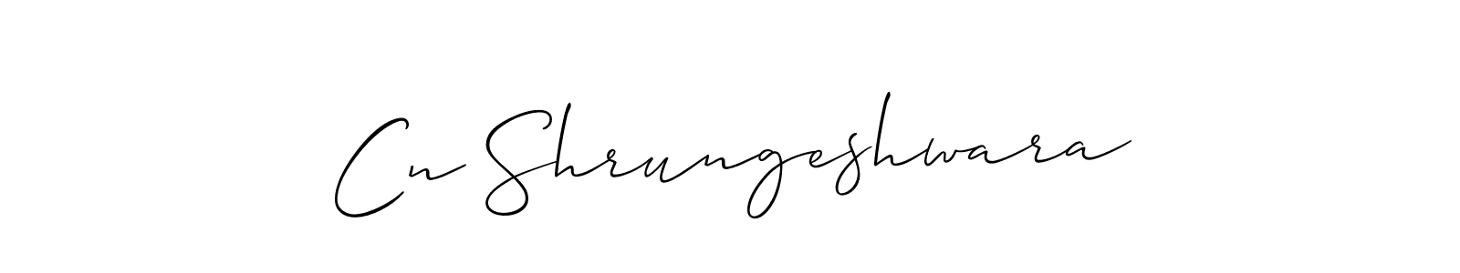 Allison_Script is a professional signature style that is perfect for those who want to add a touch of class to their signature. It is also a great choice for those who want to make their signature more unique. Get Cn Shrungeshwara name to fancy signature for free. Cn Shrungeshwara signature style 2 images and pictures png