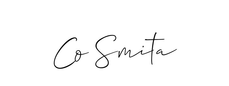 Make a short Co Smita signature style. Manage your documents anywhere anytime using Allison_Script. Create and add eSignatures, submit forms, share and send files easily. Co Smita signature style 2 images and pictures png