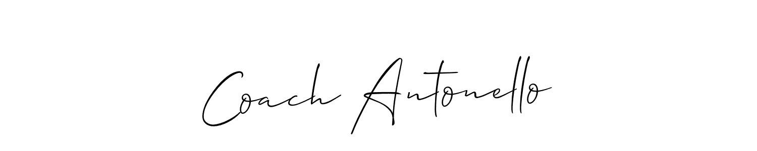 Use a signature maker to create a handwritten signature online. With this signature software, you can design (Allison_Script) your own signature for name Coach Antonello. Coach Antonello signature style 2 images and pictures png