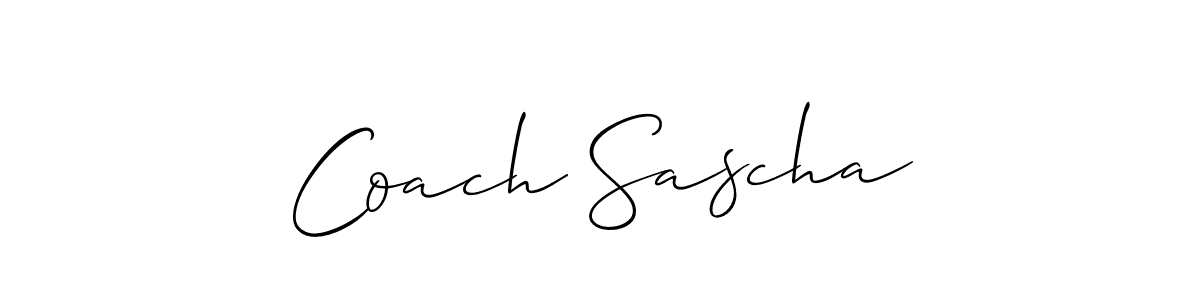 Also You can easily find your signature by using the search form. We will create Coach Sascha name handwritten signature images for you free of cost using Allison_Script sign style. Coach Sascha signature style 2 images and pictures png