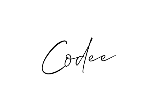 It looks lik you need a new signature style for name Codee. Design unique handwritten (Allison_Script) signature with our free signature maker in just a few clicks. Codee signature style 2 images and pictures png