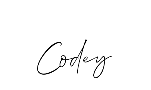 Use a signature maker to create a handwritten signature online. With this signature software, you can design (Allison_Script) your own signature for name Codey. Codey signature style 2 images and pictures png