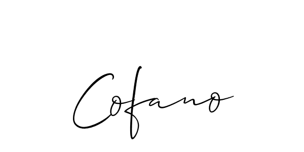 The best way (Allison_Script) to make a short signature is to pick only two or three words in your name. The name Cofano include a total of six letters. For converting this name. Cofano signature style 2 images and pictures png