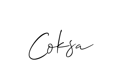 It looks lik you need a new signature style for name Coksa. Design unique handwritten (Allison_Script) signature with our free signature maker in just a few clicks. Coksa signature style 2 images and pictures png