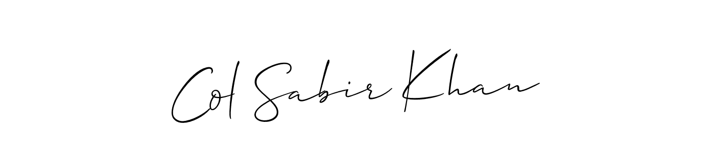 How to make Col Sabir Khan name signature. Use Allison_Script style for creating short signs online. This is the latest handwritten sign. Col Sabir Khan signature style 2 images and pictures png