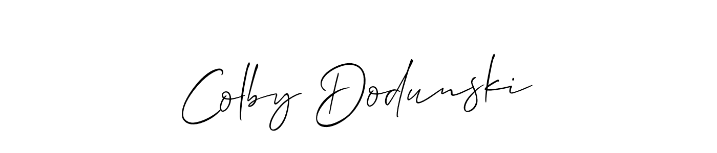 Colby Dodunski stylish signature style. Best Handwritten Sign (Allison_Script) for my name. Handwritten Signature Collection Ideas for my name Colby Dodunski. Colby Dodunski signature style 2 images and pictures png