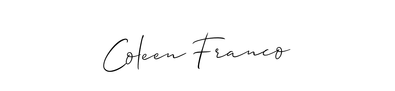 Make a beautiful signature design for name Coleen Franco. With this signature (Allison_Script) style, you can create a handwritten signature for free. Coleen Franco signature style 2 images and pictures png