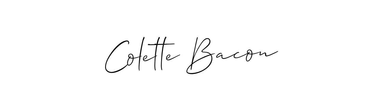 Create a beautiful signature design for name Colette Bacon. With this signature (Allison_Script) fonts, you can make a handwritten signature for free. Colette Bacon signature style 2 images and pictures png
