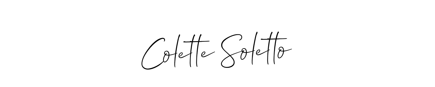 Allison_Script is a professional signature style that is perfect for those who want to add a touch of class to their signature. It is also a great choice for those who want to make their signature more unique. Get Colette Soletto name to fancy signature for free. Colette Soletto signature style 2 images and pictures png