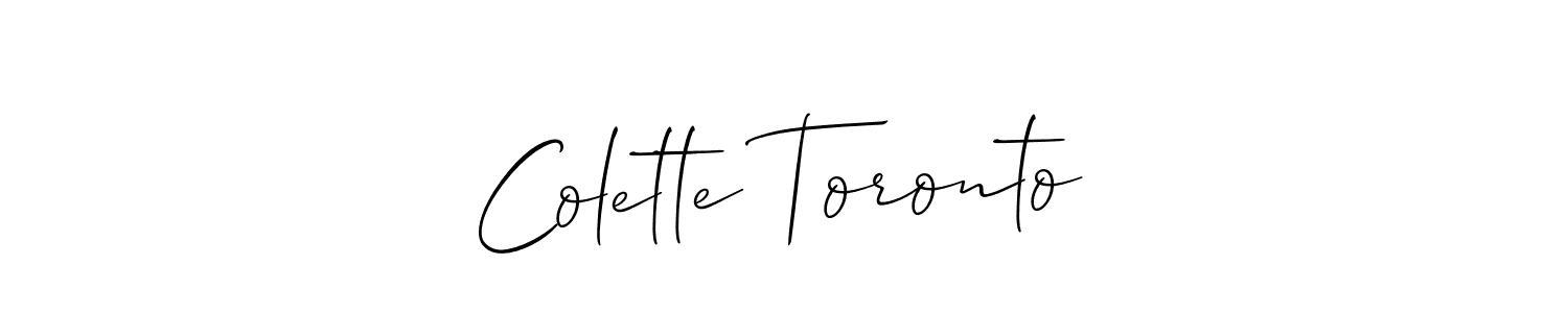 You should practise on your own different ways (Allison_Script) to write your name (Colette Toronto) in signature. don't let someone else do it for you. Colette Toronto signature style 2 images and pictures png
