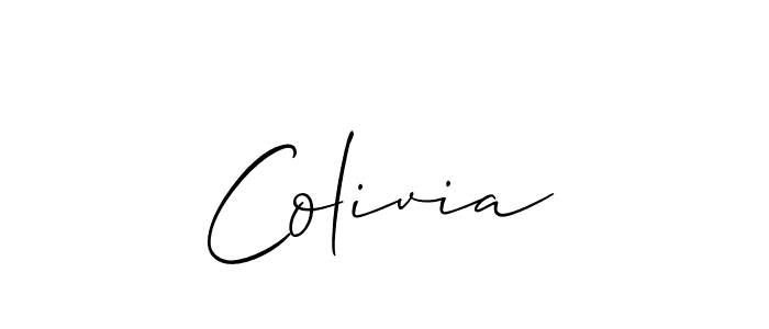 The best way (Allison_Script) to make a short signature is to pick only two or three words in your name. The name Colivia include a total of six letters. For converting this name. Colivia signature style 2 images and pictures png