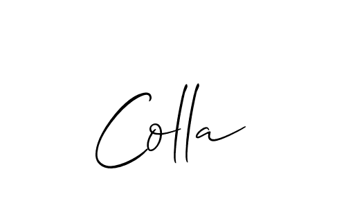 Allison_Script is a professional signature style that is perfect for those who want to add a touch of class to their signature. It is also a great choice for those who want to make their signature more unique. Get Colla name to fancy signature for free. Colla signature style 2 images and pictures png