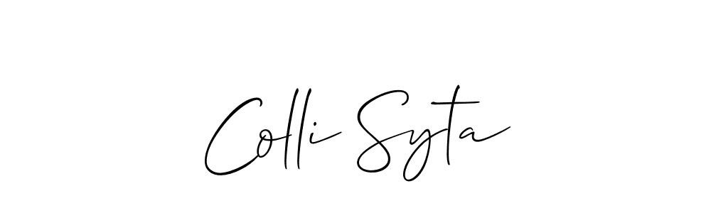 Similarly Allison_Script is the best handwritten signature design. Signature creator online .You can use it as an online autograph creator for name Colli Syta. Colli Syta signature style 2 images and pictures png