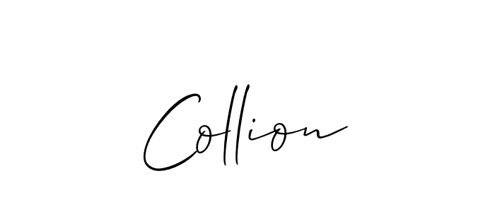 Use a signature maker to create a handwritten signature online. With this signature software, you can design (Allison_Script) your own signature for name Collion. Collion signature style 2 images and pictures png