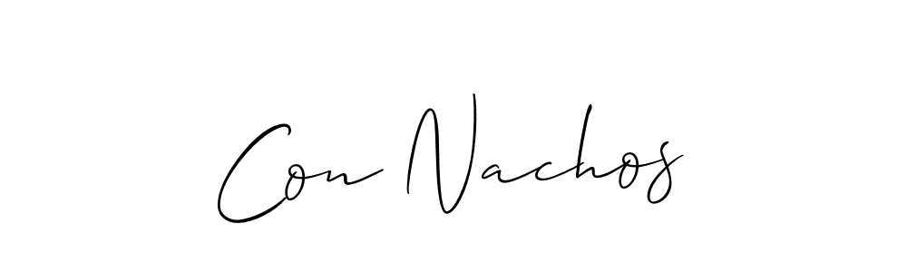 The best way (Allison_Script) to make a short signature is to pick only two or three words in your name. The name Con Nachos include a total of six letters. For converting this name. Con Nachos signature style 2 images and pictures png