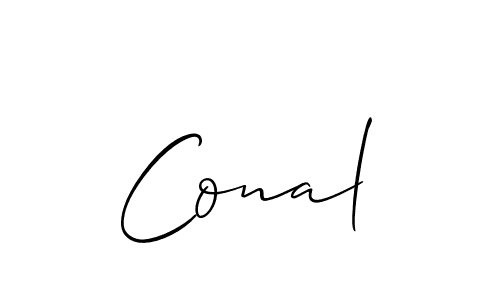 The best way (Allison_Script) to make a short signature is to pick only two or three words in your name. The name Conal include a total of six letters. For converting this name. Conal signature style 2 images and pictures png