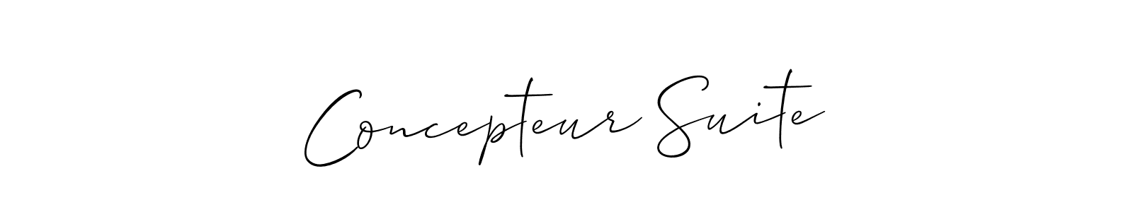 Use a signature maker to create a handwritten signature online. With this signature software, you can design (Allison_Script) your own signature for name Concepteur Suite. Concepteur Suite signature style 2 images and pictures png