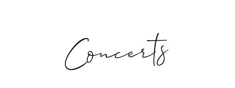 How to make Concerts name signature. Use Allison_Script style for creating short signs online. This is the latest handwritten sign. Concerts signature style 2 images and pictures png