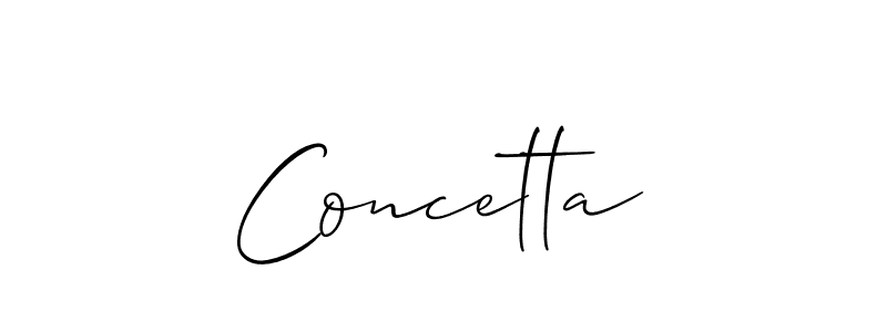 How to make Concetta name signature. Use Allison_Script style for creating short signs online. This is the latest handwritten sign. Concetta signature style 2 images and pictures png