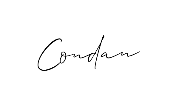 Make a beautiful signature design for name Condan. With this signature (Allison_Script) style, you can create a handwritten signature for free. Condan signature style 2 images and pictures png