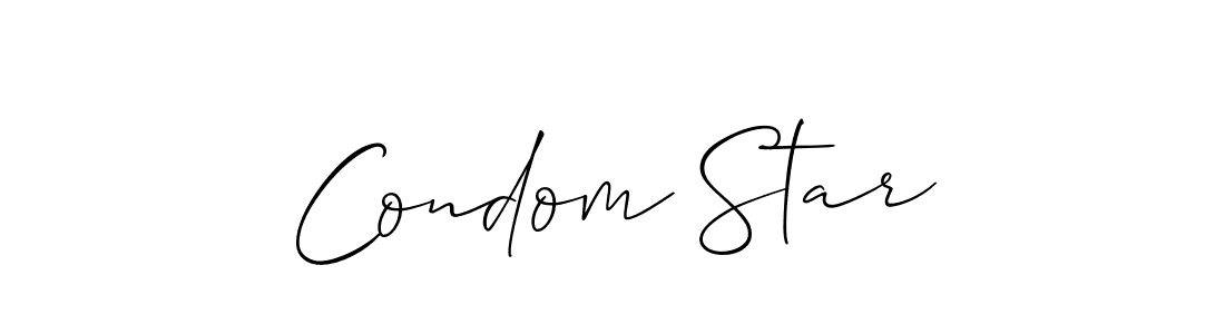 Design your own signature with our free online signature maker. With this signature software, you can create a handwritten (Allison_Script) signature for name Condom Star. Condom Star signature style 2 images and pictures png