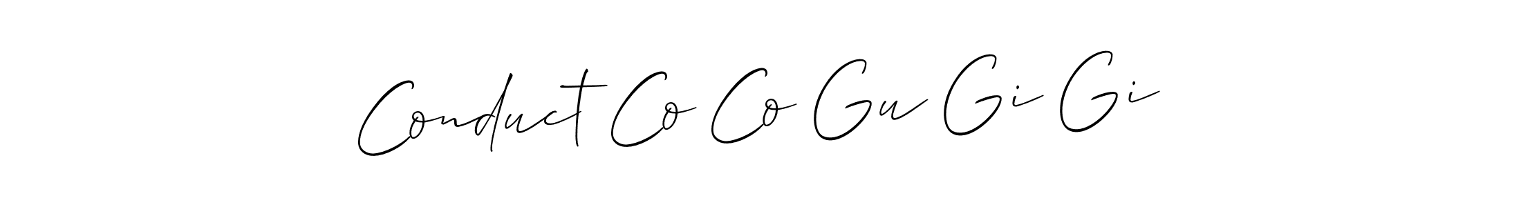 Allison_Script is a professional signature style that is perfect for those who want to add a touch of class to their signature. It is also a great choice for those who want to make their signature more unique. Get Conduct Co Co Gu Gi Gi name to fancy signature for free. Conduct Co Co Gu Gi Gi signature style 2 images and pictures png