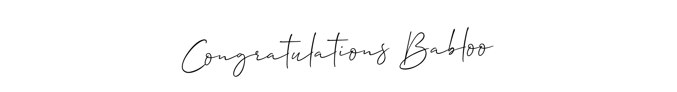 You should practise on your own different ways (Allison_Script) to write your name (Congratulations Babloo) in signature. don't let someone else do it for you. Congratulations Babloo signature style 2 images and pictures png