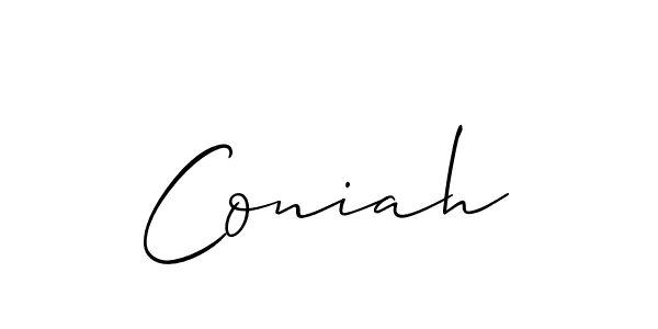 Use a signature maker to create a handwritten signature online. With this signature software, you can design (Allison_Script) your own signature for name Coniah. Coniah signature style 2 images and pictures png