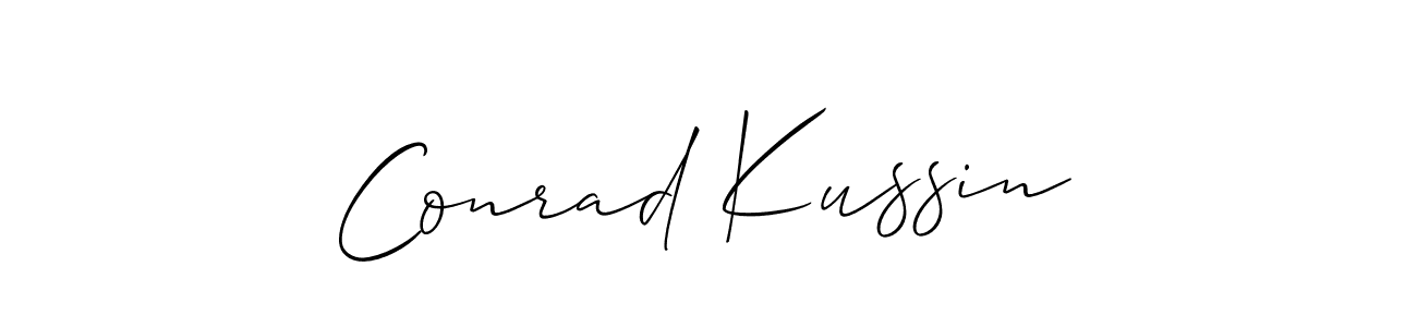 It looks lik you need a new signature style for name Conrad Kussin. Design unique handwritten (Allison_Script) signature with our free signature maker in just a few clicks. Conrad Kussin signature style 2 images and pictures png