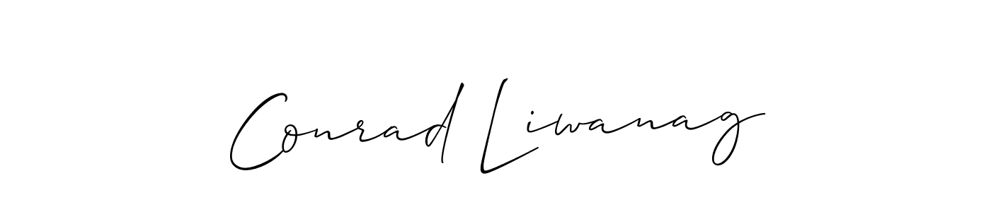 Use a signature maker to create a handwritten signature online. With this signature software, you can design (Allison_Script) your own signature for name Conrad Liwanag. Conrad Liwanag signature style 2 images and pictures png