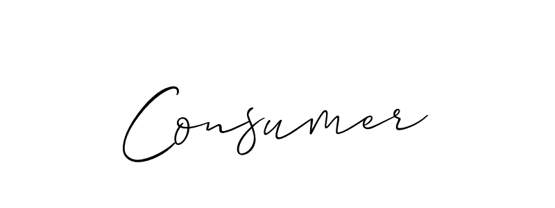 Use a signature maker to create a handwritten signature online. With this signature software, you can design (Allison_Script) your own signature for name Consumer. Consumer signature style 2 images and pictures png